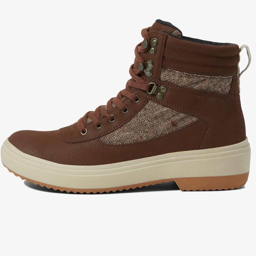 New Merrell Brown Lace-Up Boots with Cream Sole - Picture 8 of 14
